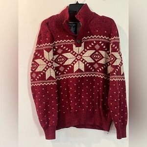 Men's Red and Cream Sweater